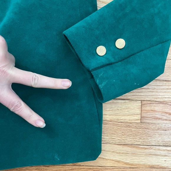 Vintage Emerald Green Faux Suede Blazer - Picture 3 of 16